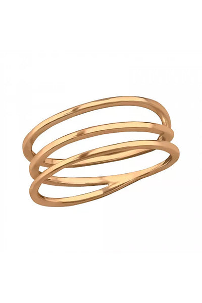 Sterling Silver Intertwining Ring In Rose Gold - RG