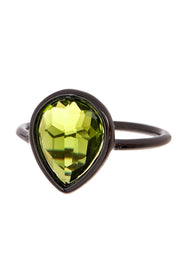 Peridot Crystal Ring In Gunmetal - SF