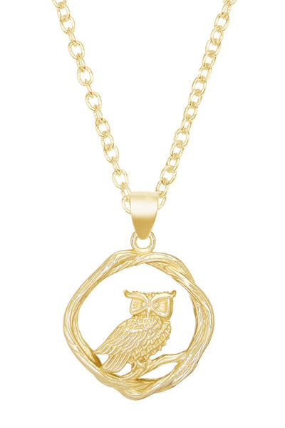 Owl Drop Pendant Necklace - GF