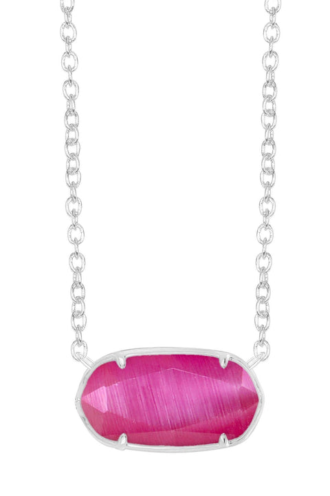 Pink Cat's Eye Pendant Necklace - SF