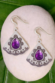 Amethyst Vintage Fan Earrings - SF