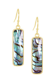 Abalone Quartz Rectangle Drop Earrings - GF