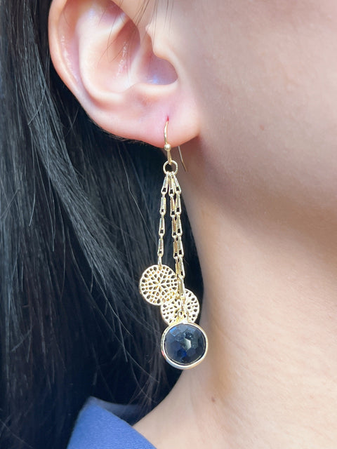 London Blue Crystal Chandelier Earrings In Gold - GF