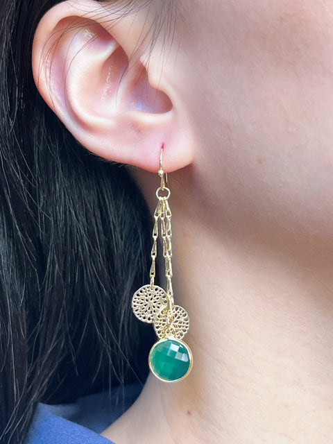 Emerald Crystal Chandelier Earrings In Gold - GF