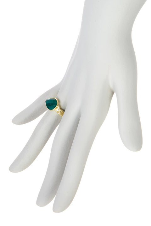 Green Chalcedony Crystal Ring - GF