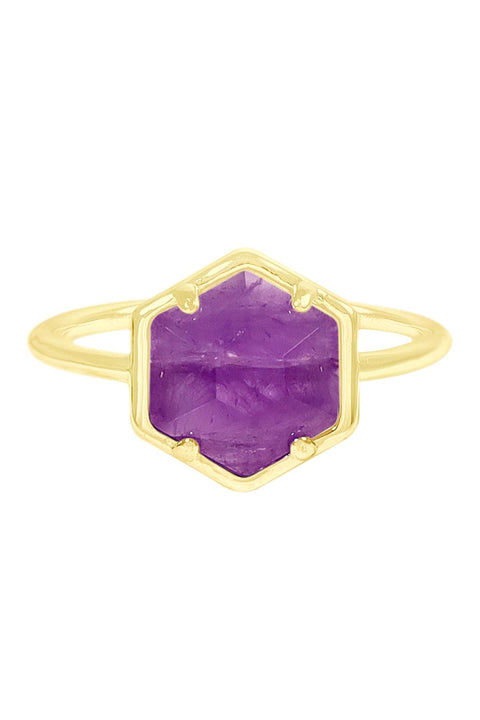 Amethyst Hexagon Ring - GF