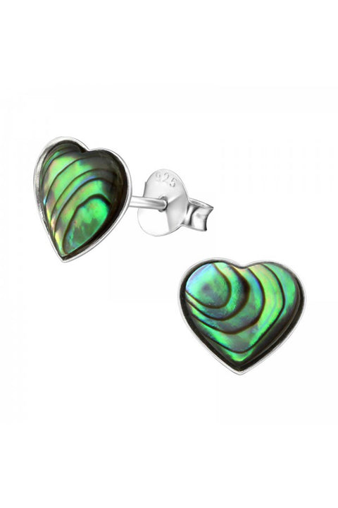Sterling Silver Heart Ear Studs With Imitation Stone - SS