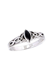 Black Onyx & Sterling Silver Celtic Ring - SS