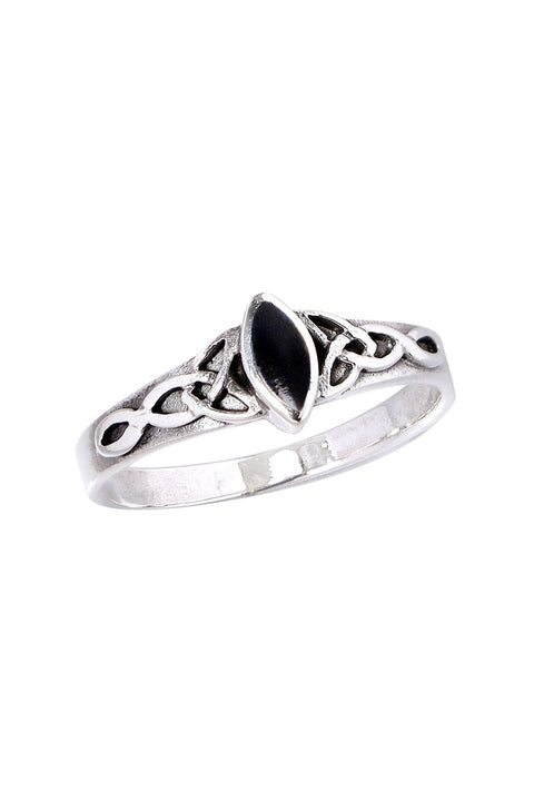 Black Onyx & Sterling Silver Celtic Ring - SS