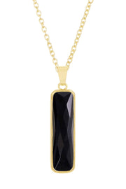 Black Onyx Rectangle Pendant Necklace - GF