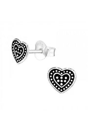 Sterling Silver Heart Ear Studs - SS