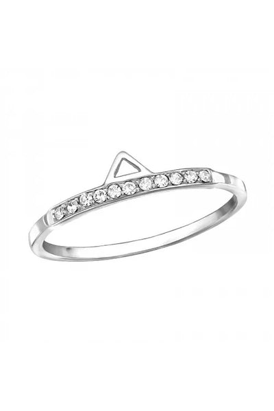 Sterling Silver Geometric Ring With CZ - SS