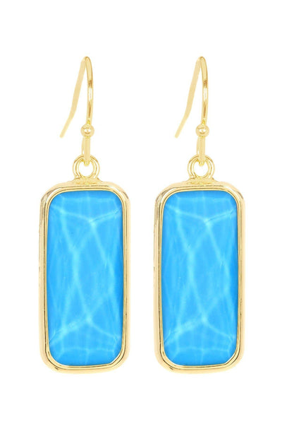 Turquoise Quartz Rectangle Earrings - GF