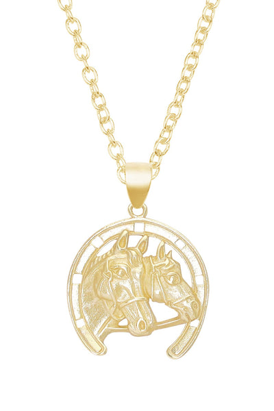 Horses Drop Pendant Necklace - GF