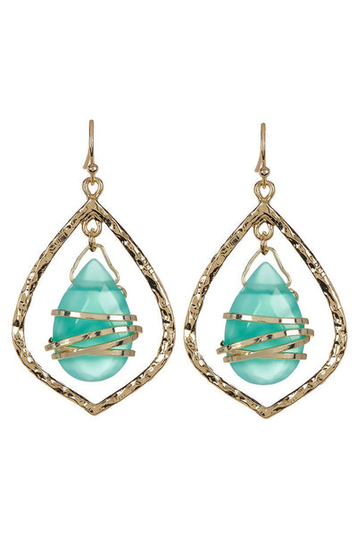 Amazonite Crystal Wrapped Chandelier Earrings In Gold - GF