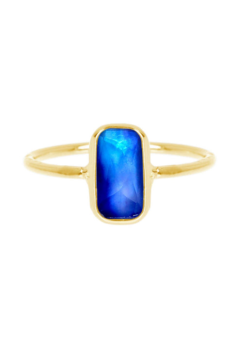 Labradorite Doublet Petite Rectangle Ring - GF