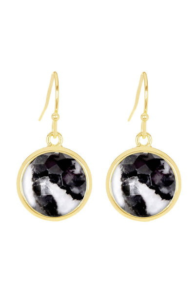 Zebra Jasper Fancy Cut Round Earrings - GF