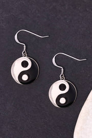 Sterling Silver Yin & Yang Drop Earrings - SS