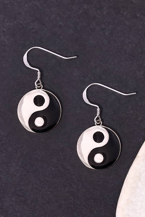Sterling Silver Yin & Yang Drop Earrings - SS