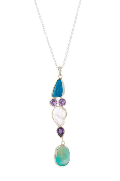 Sterling Silver & Mixed Gemstone Shiva Pendant Necklace - SS