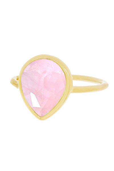 Rose Quartz Teardrop Ring - GF