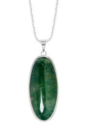 Moss Agate Oval Pendant Necklace - SF