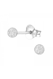 Sterling Silver Ball 3mm Ear Studs With Diamond Dust - SS