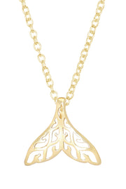 14k Gold Plated Whale Tail Pendant Necklace - GF