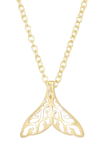 14k Gold Plated Whale Tail Pendant Necklace - GF