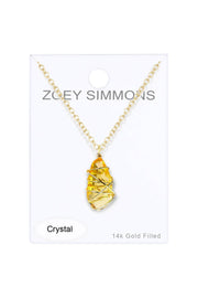 Lemon Crystal Wire Wrapped Pendant Necklace - GF