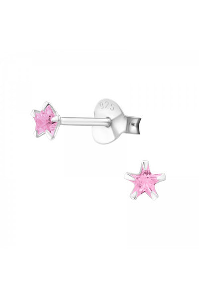 Sterling Silver Star 3mm Ear Studs With Cubic Zirconia - SS
