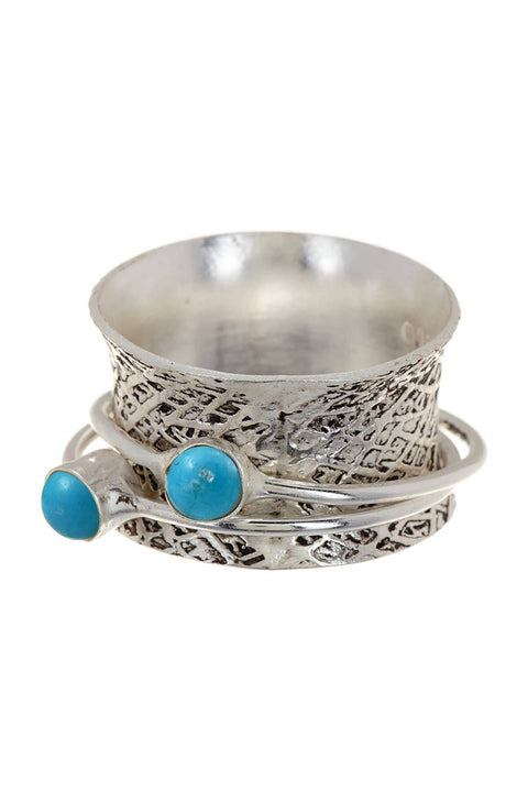 Turquoise Banded Spinner Ring - SF