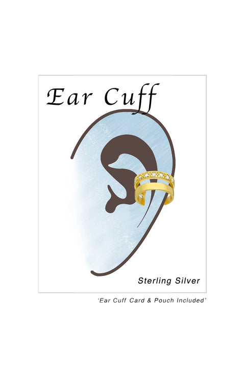 Sterling Silver Bar Ear Cuff With Cubic Zirconia - VM