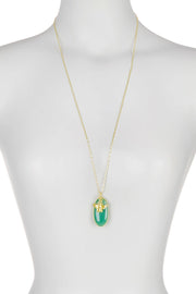 Green Aventurine With Bee Charm Pendant Necklace - GF