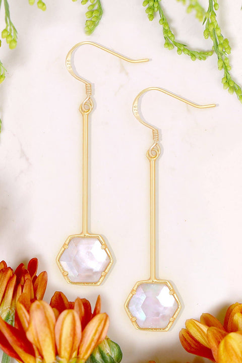 Mother Of Pearl Pendulum Drop Earrings - GF