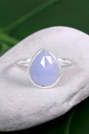 Blue Lace Agate Teardrop Ring - SF