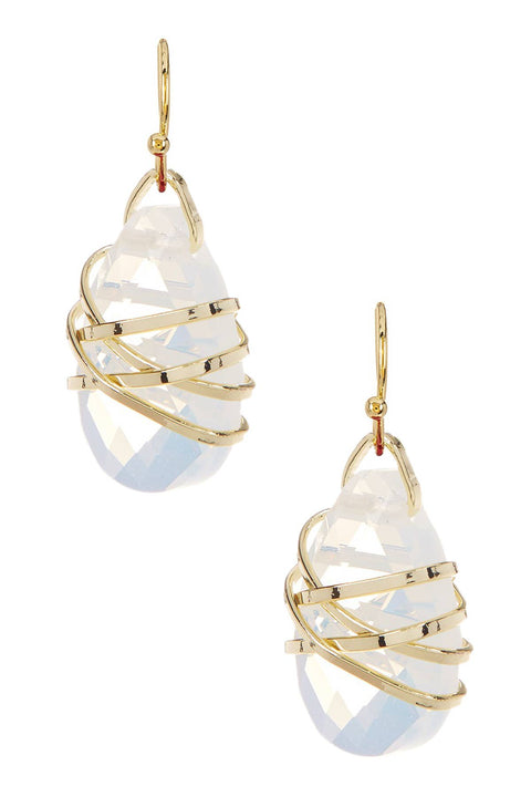 Moonstone Crystal Wrapped Earrings In Gold - GF