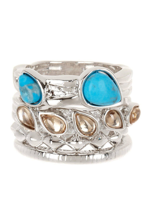 Encino Stack Ring Set In Turquoise - SF
