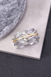 CZ Raised Texture Spinner Ring - SF