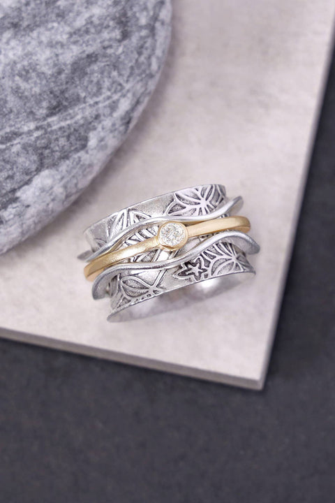 CZ Raised Texture Spinner Ring - SF