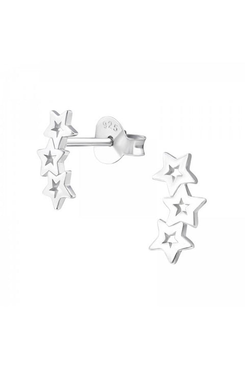 Sterling Silver Triple Star Ear Studs - SS