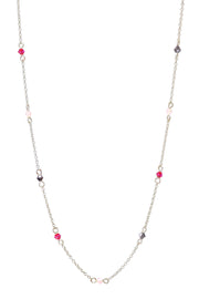Pink Austrian Crystal Station Necklace - SF