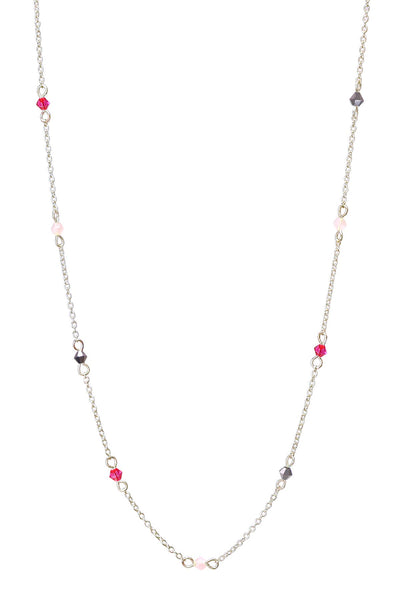 Pink Austrian Crystal Station Necklace - SF