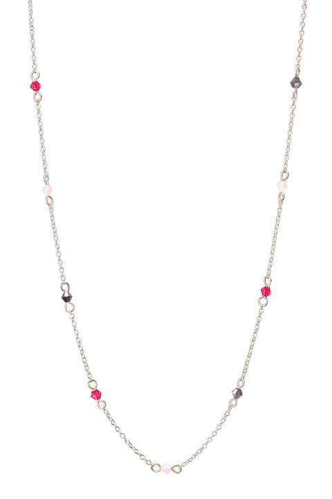 Pink Austrian Crystal Station Necklace - SF