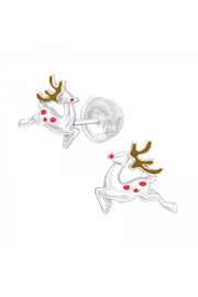 Children's Sterling Silver Reindeer Ear Studs & Epoxy - SS