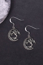 Moon & Tree Drop Earrings - SF