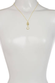 Moonstone Crystal & Lotus Pendant Necklace - GF