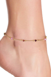 Purple Austrian Crystal Anklet - GF