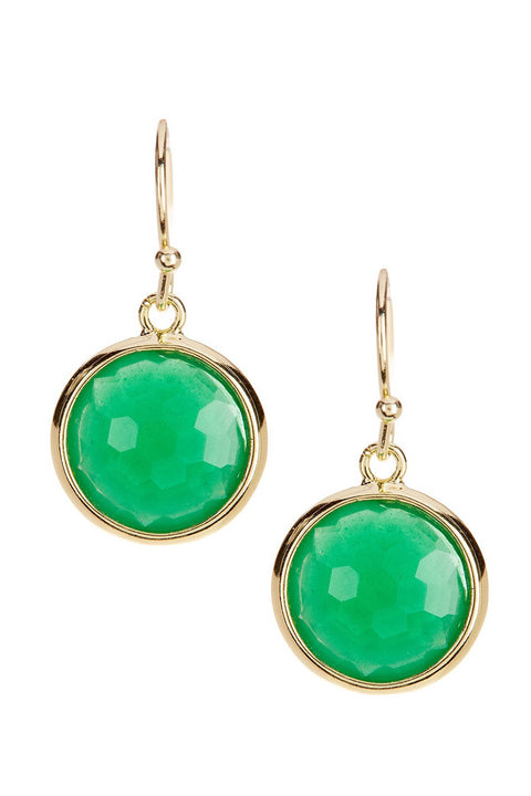 Green Chancedony Crystal Round Earrings - GF
