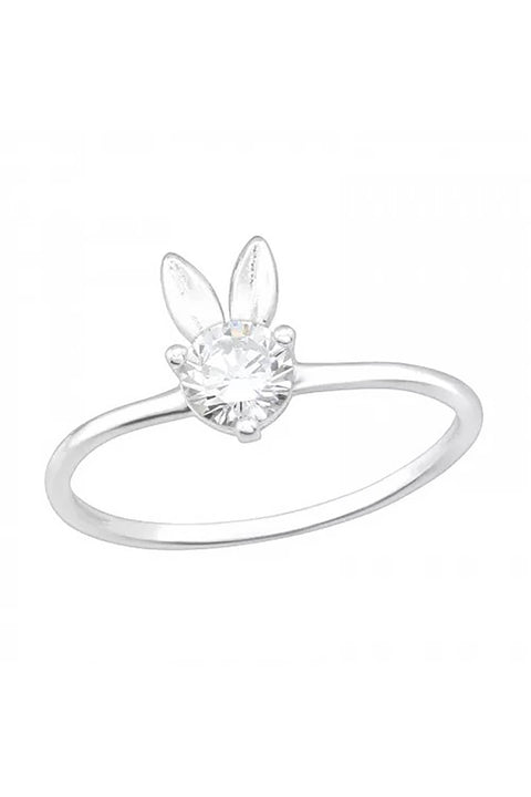 Sterling Silver Bunny Ring with CZ - SS